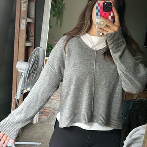 Grey V Neck Sweater - Auden Brand - L
